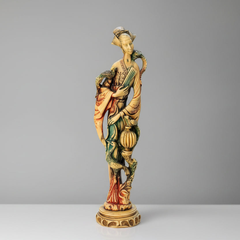 Величествена азиатска статуя за интериорен акцент (Statement Oriental Alabaster Sculpture) – 49 см височина – Gallery View