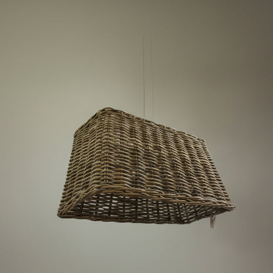 Трапецовидна висяща лампа от ратан 75 см (Trapezoid Rattan Island Light) - Холандски дизайн - Front View