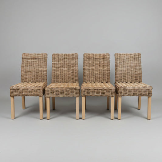 Комплект от 4 стола с плетен ратан (Set of 4 Rattan Dining Chairs) - Modern Farmhouse стил - Front View