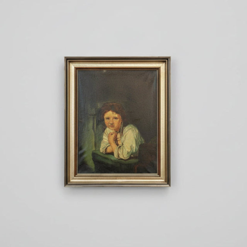 Репродукция маслени бои Рембранд "Момиче на прозореца" (Rembrandt Girl at a Window Oil Painting) - Baroque Style - Front View