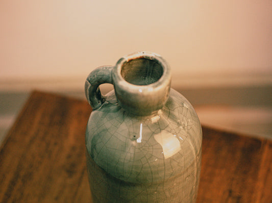 CRACKED GLAZED CLAY POT