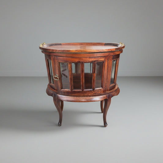 Антикварна масичка-витрина в стил Луи XV (Louis XV Style Vitrine Table) - Махагон и месинг - Front View