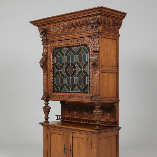 Профил на масивен антикварен шкаф от дъб (Solid Oak Antique Cabinet Profile) - Автентичен внос от Нидерландия - Side View