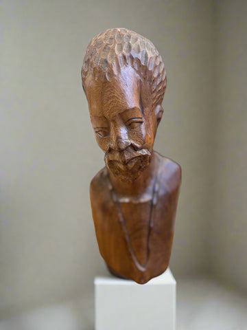 РЪЧНО РЕЗБОВАН АФРИКАНСКИ ДЪРВЕН БЮСТ-МЪЖКА ФИГУРА