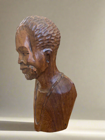 РЪЧНО РЕЗБОВАН АФРИКАНСКИ ДЪРВЕН БЮСТ-МЪЖКА ФИГУРА