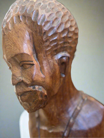 РЪЧНО РЕЗБОВАН АФРИКАНСКИ ДЪРВЕН БЮСТ-МЪЖКА ФИГУРА