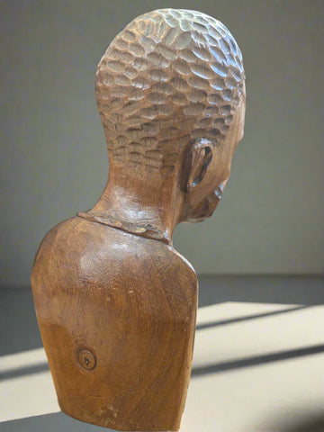 РЪЧНО РЕЗБОВАН АФРИКАНСКИ ДЪРВЕН БЮСТ-МЪЖКА ФИГУРА