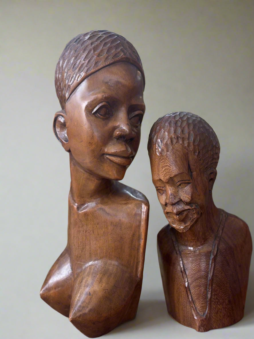 РЪЧНО РЕЗБОВАН АФРИКАНСКИ ДЪРВЕН БЮСТ-МЪЖКА ФИГУРА