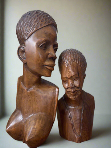 РЪЧНО РЕЗБОВАН АФРИКАНСКИ ДЪРВЕН БЮСТ-МЪЖКА ФИГУРА