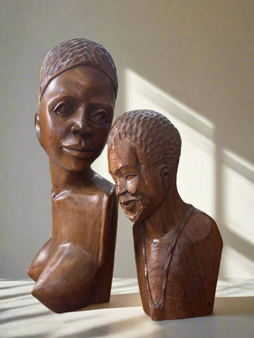 РЪЧНО РЕЗБОВАН АФРИКАНСКИ ДЪРВЕН БЮСТ-МЪЖКА ФИГУРА