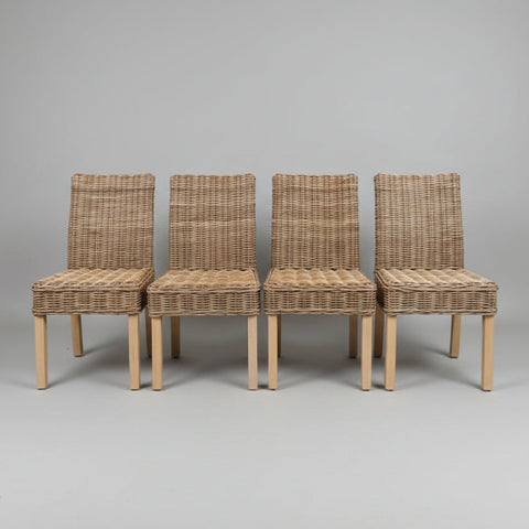 Комплект от 4 стола с плетен ратан (Set of 4 Rattan Dining Chairs) - Modern Farmhouse стил - Front View