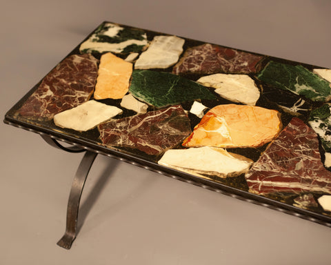 Детайл на плот от многоцветен мрамор и епоксидна смола (Detail of Multicolored Marble and Epoxy Resin Tabletop) – Винтидж дизайн от 60-те – Top View