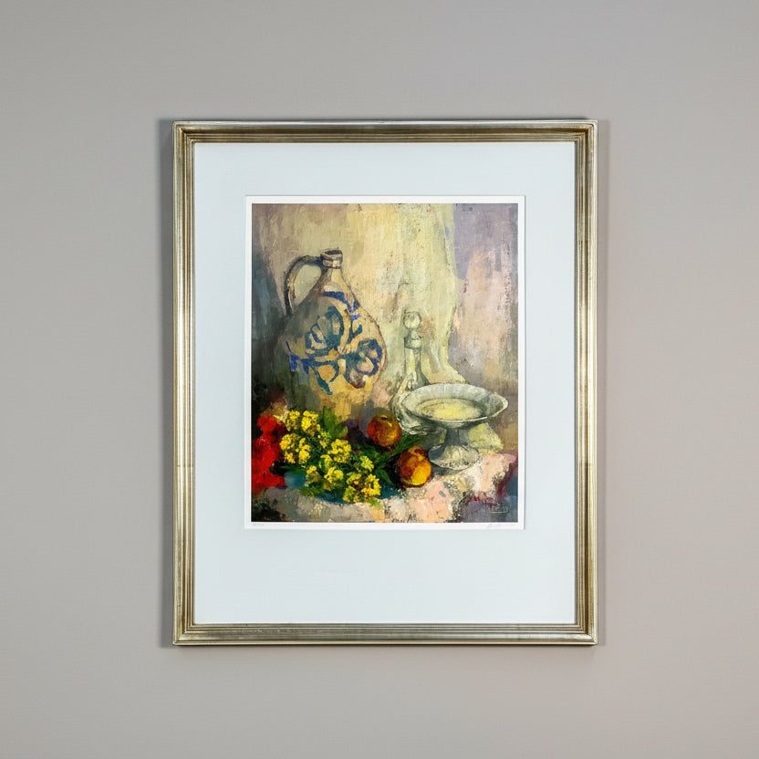 Голям белгийски натюрморт с плодове от A. Wouters (Large Belgian Fruit Still Life by A. Wouters) – Златна винтидж рамка 98 см – Full Frontal View