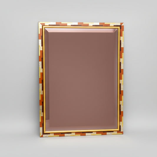 Голямо стенно огледало с бронзова рамка (Large Bronze Wall Mirror) – Многоцветен метален финиш – Front View Hanging