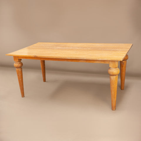 Профил на трапезна маса от масивен дъб (Side Profile of Solid Oak Dining Set) – Ширина 100 см – Head View